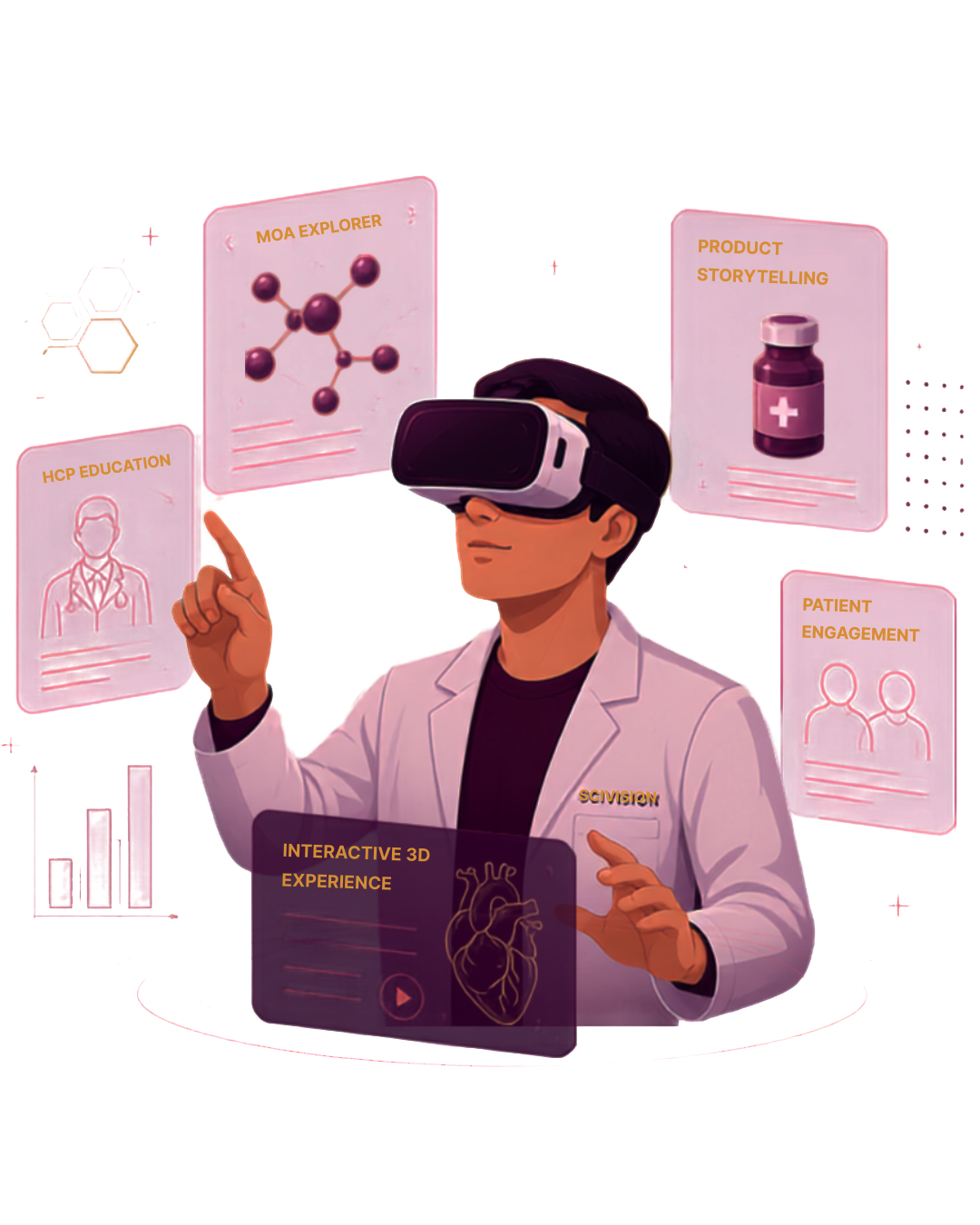 Sci-Vision AR and VR for pharma — immersive HCP education, MOA explorer, and interactive 3D experiences